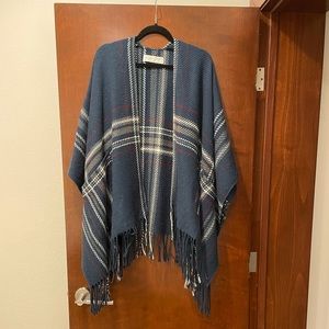Abercrombie & Fitch Blue & Red Plaid Blanket Cape